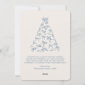 Blue Christmas Tree Doodle Coquette Bow Family Feestdagenkaart (Achterkant)