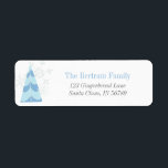 Blue Christmas Tree Feestelijke Retour Adres Label<br><div class="desc">Voeg een feestelijk detail toe aan uw kerstkaarten! Dit retouradres-etikettenontwerp heeft een eenvoudige blauwe kerstboom met grijze sneeuwvlokken. Personaliseer met jouw naam en adres.</div>