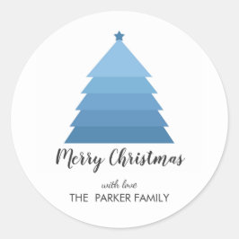 Blue Christmas Tree Gepersonaliseerde Gift Label