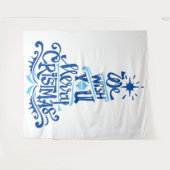 Blue Christmas tree gezegden wenst groeten Wandkleed (Voorkant (horizontaal))