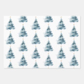 Blue Christmas Tree Gold Star Inpakpapier Vel (Voorkant 3)