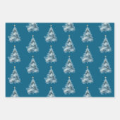 Blue Christmas Tree Gold Star Inpakpapier Vel (Voorkant)