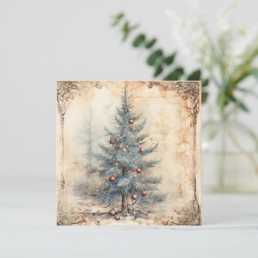  Blue Christmas Tree Kaart (Staand voorkant)
