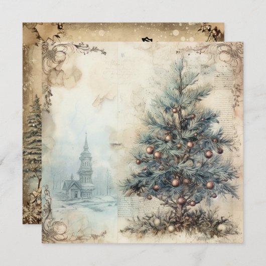  Blue Christmas Tree Kaart (Voorkant / Achterkant)