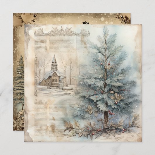  Blue Christmas Tree Kaart (Voorkant / Achterkant)