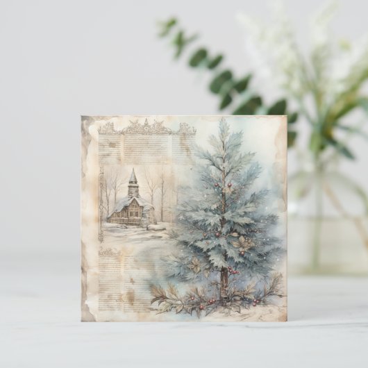  Blue Christmas Tree Kaart (Staand voorkant)