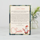 Blue Christmas Tree Letter van Santa Kaart (Staand voorkant)