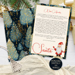 Blue Christmas Tree Letter van Santa Kaart<br><div class="desc">Blauwe Kerstboom Patroon brief van de Kerstman. Digitaal verkrijgbaar of gedrukt. Pas de woorden eenvoudig aan uw eigen wensen aan.</div>