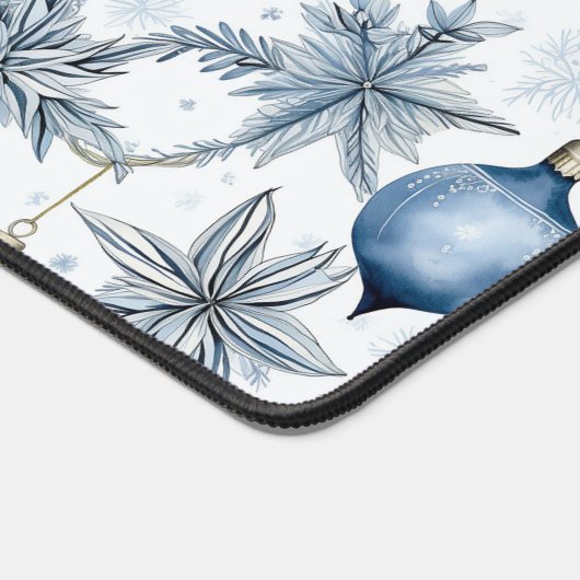 Blue Christmas Tree Ornamenten Pattern Bureaumat (Hoek)