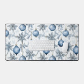 Blue Christmas Tree Ornamenten Pattern Bureaumat (Keyboard & Muis)