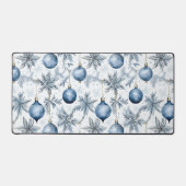 Blue Christmas Tree Ornamenten Pattern Bureaumat (Voorkant)