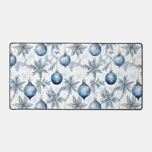 Blue Christmas Tree Ornamenten Pattern Bureaumat (Voorkant)
