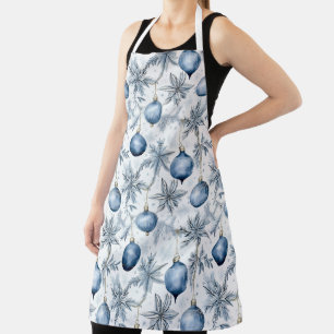 Blue Christmas Tree Ornamenten Pattern Schort