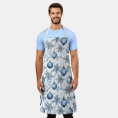 Blue Christmas Tree Ornamenten Pattern Schort (Gedragen)