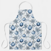 Blue Christmas Tree Ornamenten Pattern Schort (Voorkant)