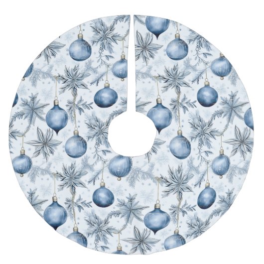 Blue Christmas Tree Ornaments Pattern Kerstboom Rok (Voorkant)