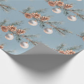 Blue Christmas Tree Pine Cones Ornaments   Cadeaupapier (Hoek)