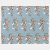 Blue Christmas Tree Pine Cones Ornaments Fleece Deken (Voorkant (Horizontaal))