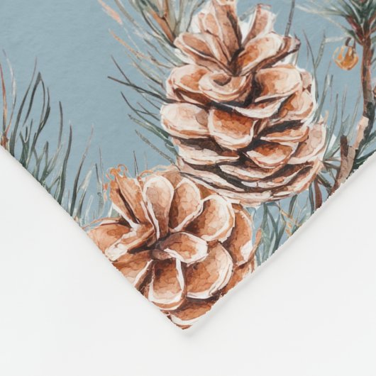 Blue Christmas Tree Pine Cones Ornaments   Fleece Deken (Hoek)