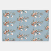 Blue Christmas Tree Pine Cones Ornaments Trumpet Inpakpapier Vel (Voorkant)