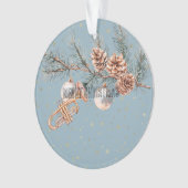 Blue Christmas Tree Pine Cones Ornaments Trumpet Ornament (voorkant)