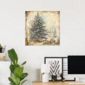 Blue Christmas Tree Poster (Thuiskantoor)