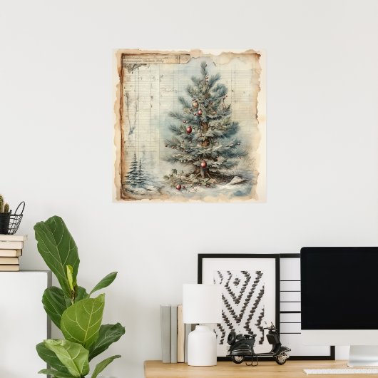  Blue Christmas Tree Poster (Thuiskantoor)