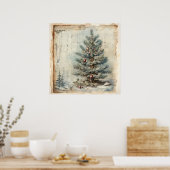Blue Christmas Tree Poster (Keuken)