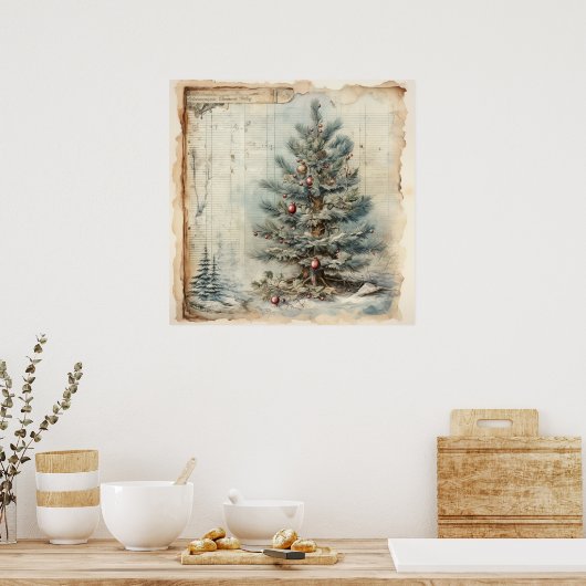  Blue Christmas Tree Poster (Keuken)