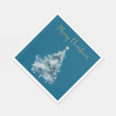 Blue Christmas Tree Star Glitter Kerstmis Servet (Hoek)