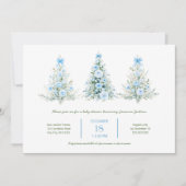 Blue Christmas Trees Boy Baby shower Invitation Kaart (Voorkant)