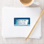 Blue Christmas Trees Christmas Kaart Adresetikette Etiket (Insitu)