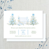 Blue Christmas Trees with crib boy Baby Shower Kaart