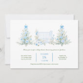 Blue Christmas Trees with crib boy Baby Shower Kaart (Voorkant)