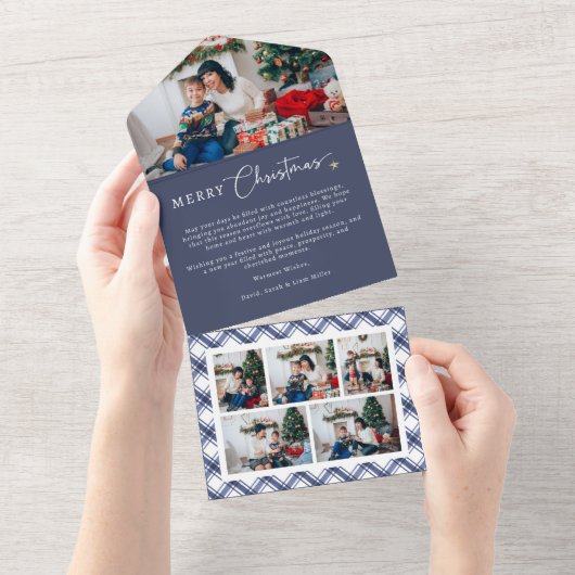 Blue Christmas Trifold Kaart (Afscheurbaar)