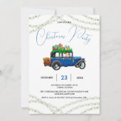 Blue Christmas Truck Pine Tree kerstfeest Save The Date (Voorkant)