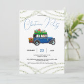 Blue Christmas Truck Pine Tree kerstfeest Save The Date (Staand voorkant)