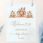Blue Christmas Village Winter Baby shower Welkom Poster
