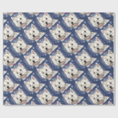 BLUE CHRISTMAS westie Cadeaupapier (Vlak)