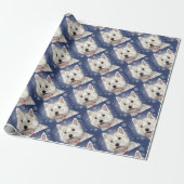 BLUE CHRISTMAS westie Cadeaupapier (Uitgerold)