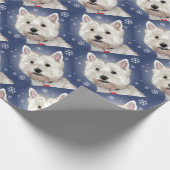 BLUE CHRISTMAS westie Cadeaupapier (Hoek)