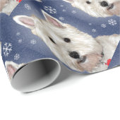 BLUE CHRISTMAS westie Cadeaupapier (Rol Hoek)