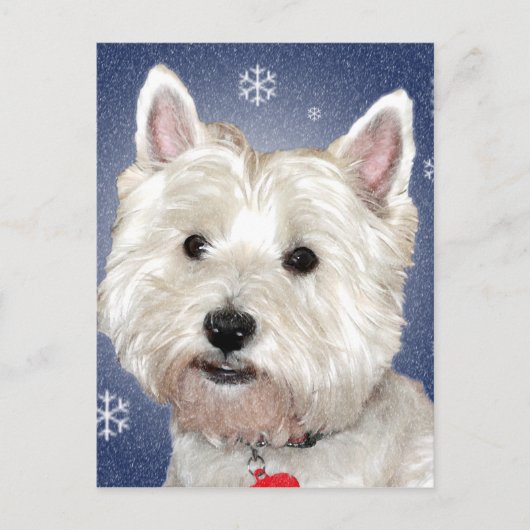 BLUE CHRISTMAS westie Feestdagenkaart (Voorkant)