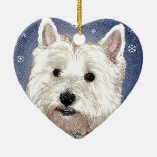 BLUE CHRISTMAS westie Keramisch Ornament