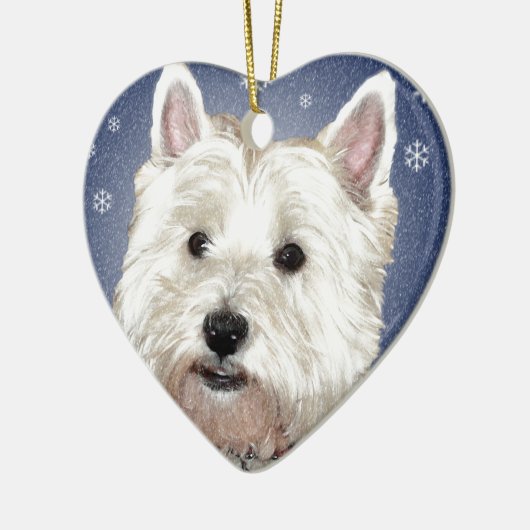 BLUE CHRISTMAS westie Keramisch Ornament (Links)