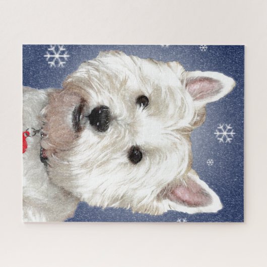 BLUE CHRISTMAS westie Legpuzzel (Horizontaal)