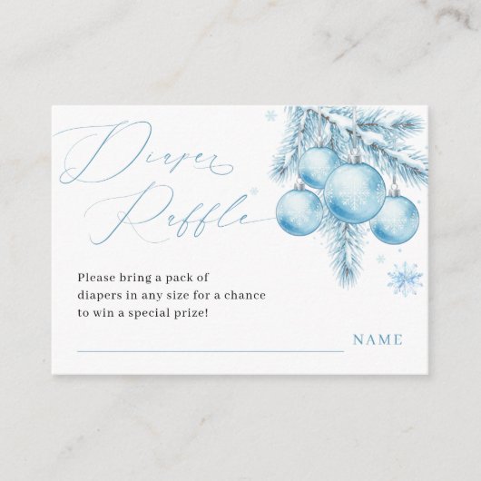 Blue Christmas Winter Boy Diaper Raffle Informatiekaartje (Voorkant)