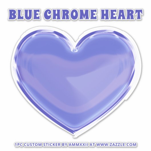 Blue Chrome Custom Heart Sticker (Voorkant)