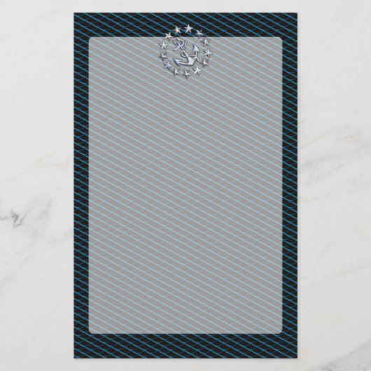 Blue Chrome like Yacht Flag Automotive Grille Briefpapier (Voorkant)