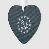 Blue Chrome like Yacht Flag Automotive Grille Ornament (voorkant)